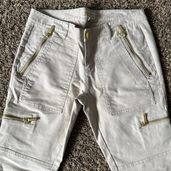 Michael Kors 4 Tan Skinny Jeans with Zipper Embellishments - Picture 3 of 12